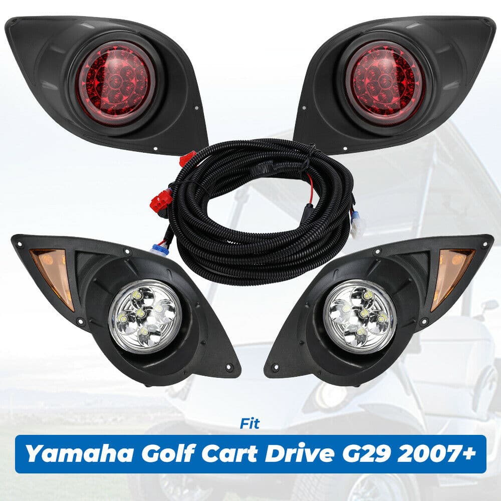 For Yamaha G29 Drive Golf Cart LED Headlight & Tail Light Kit Set 2007-Up - KEMIMOTO