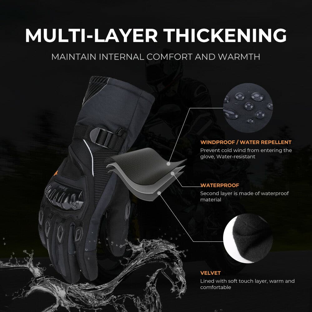 Motorcycle Waterproof Rider Gloves Protective Winter Gloves Touchscreen - KEMIMOTO