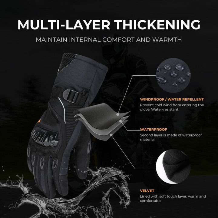 Motorcycle Waterproof Rider Gloves Protective Winter Gloves Touchscreen - KEMIMOTO